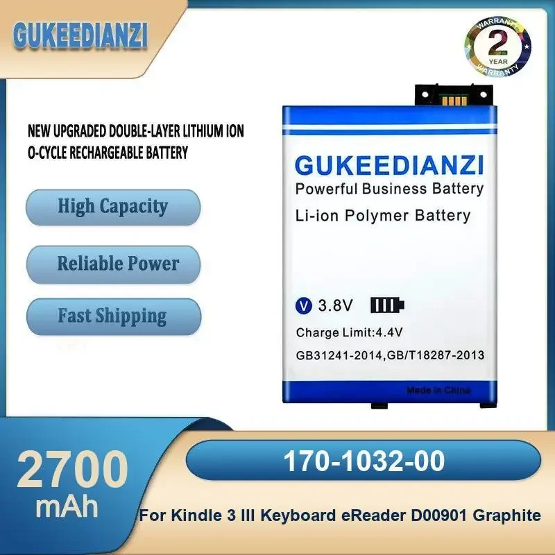 

170-1032-00 2700mAh High Capacity Tablet Battery For Kindle 3 III Keyboard eReader D00901 Graphite