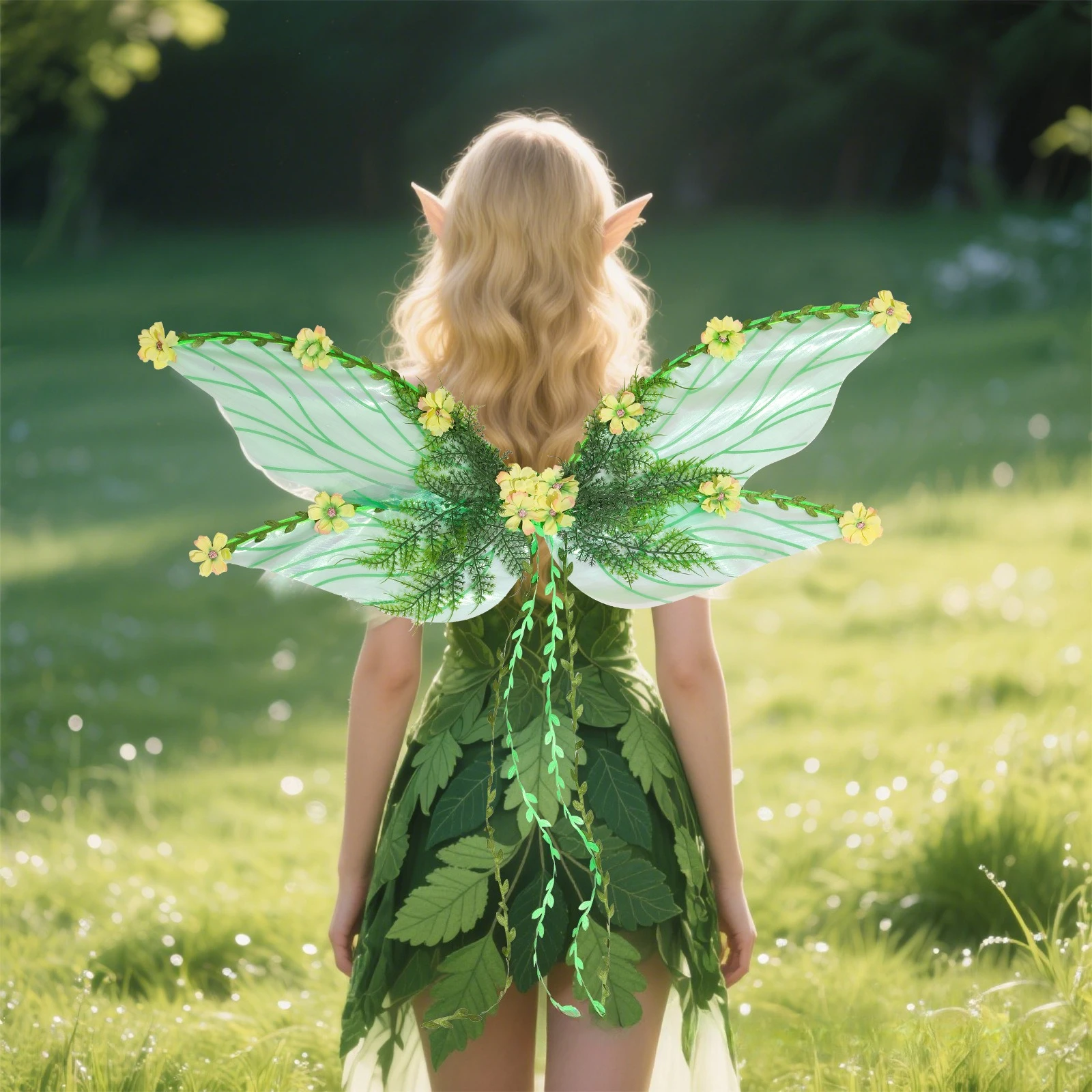 

New Holiday Party Dance Halloween Costume Angel Fairy Carnival Props Elf Rattan Wings Masquerade Accessories