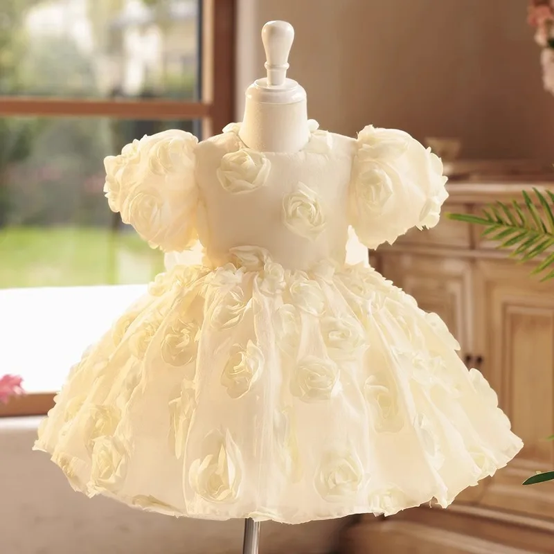 IYEAL Children's Princess Dress Girls' High end Host's Performance Dress Flower Girl Wedding Little Girl's 1st Birthday Dress