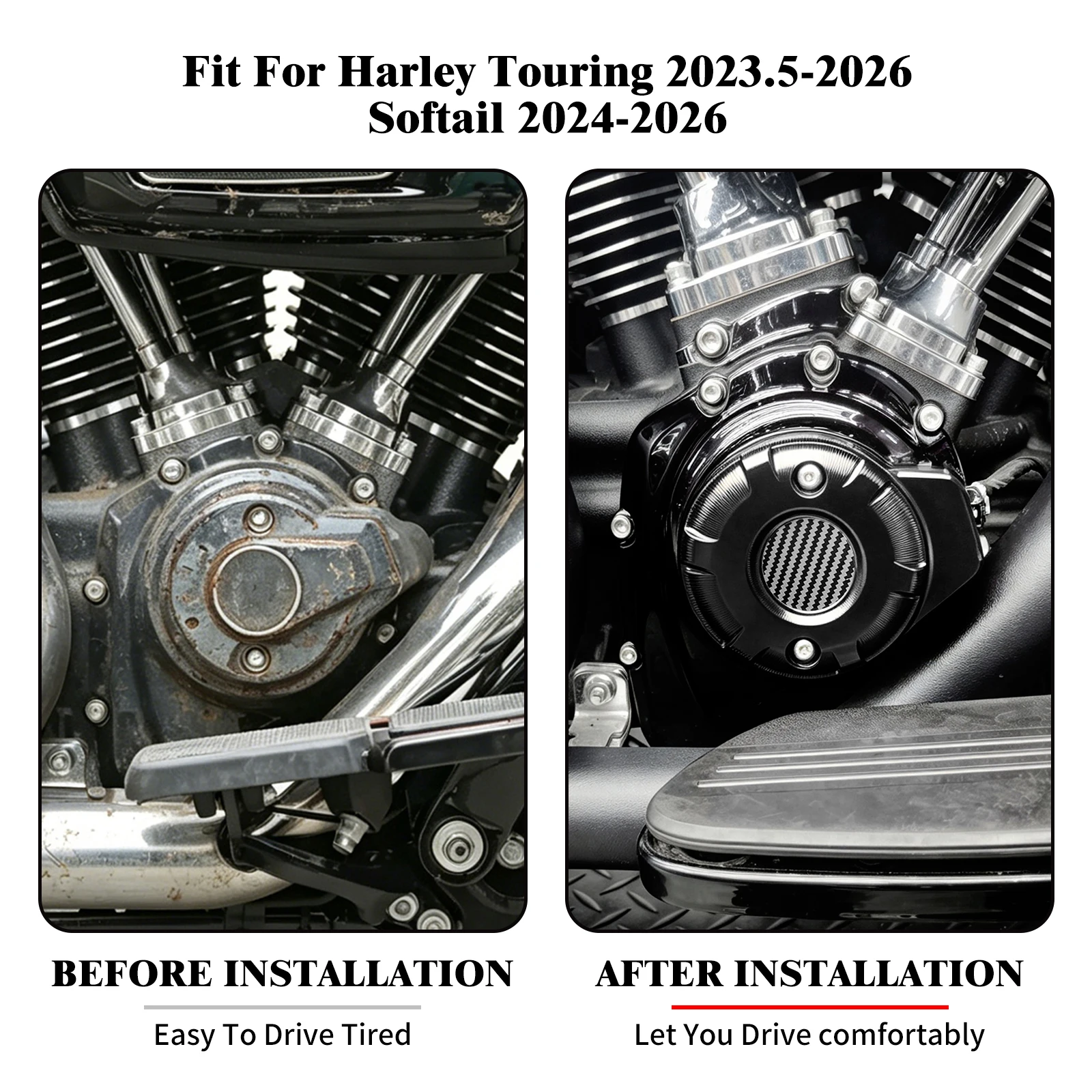 Motorcycle Timing Cover CNC Cam Covers Timer Trim Cap  For Harley Touring 23.5-Up FLHXSE FLTRX 2024-Up Street Road Softail 25-Up view 2