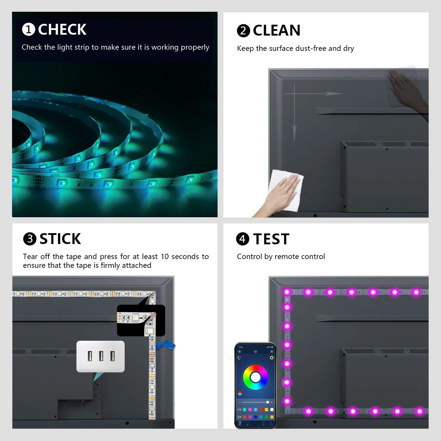 PALONE Light Bar LED Bluetooth LED Light Bar with IR Remote Control Symphony RGB Tape for TV Backlight Bedroom Decor Christmas