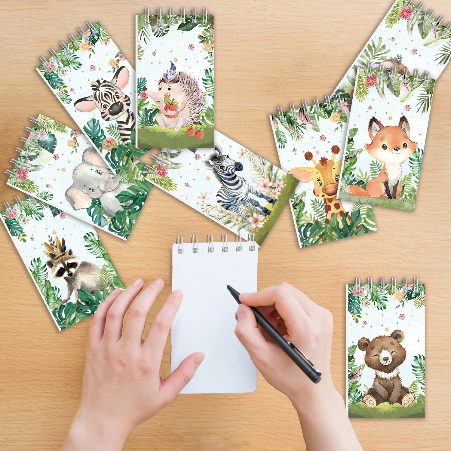 10 Stück tragbares Spulen-Notizbuch mit Cartoon-Dschungel-Safari-Tier, Mini-Notizblock für Kindergeburtstagsfeiern, Gastgeschenke für den Schulanfang – Detail 5