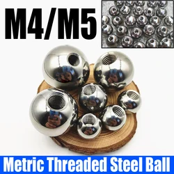 1PCS M4 M5 Thread Half Hole Metric Thread Stainless Steel Drilling Balls Female Thread Blind Hole Steel Ball Bead OD 6mm-60mm