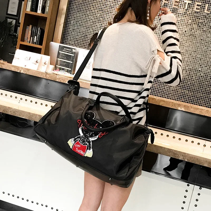 Disney New Mickey Fitness Travel Bag Women\'s Fashion Shoulder Bag Cartoon Business Trip Luggage Bag Lightweight Handbag