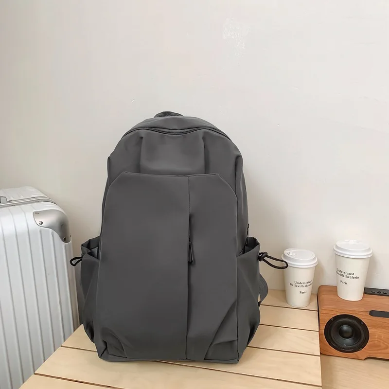 Mochila de gran capacidad para estudiantes de secundaria, bolso de hombro de ocio al aire libre para hombres y mujeres, Color sólido