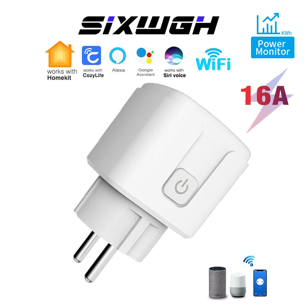CozyLife HomeKit Smart WiFi Socket EU 16A Apple Home Control Battery Monitoring Timer Compatible With Google/Alexa/SmartThings