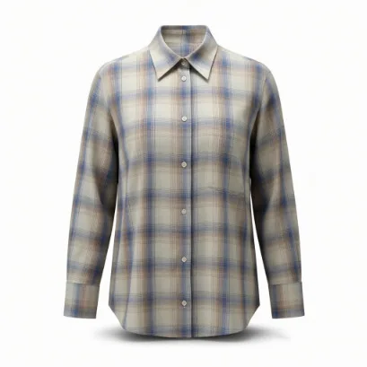 

Новая женская рубашка с длинным рукавом в европейском и американском стиле, свободного кроя, в клетку, с карманами, коллекция Весна 2026