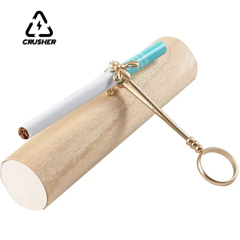 WE PUFF Vintage Cigarette Holder Ring Rack Rose Metal Finger Clip Women Men Slim Cigarettes Finger Clip Smoking Accessories