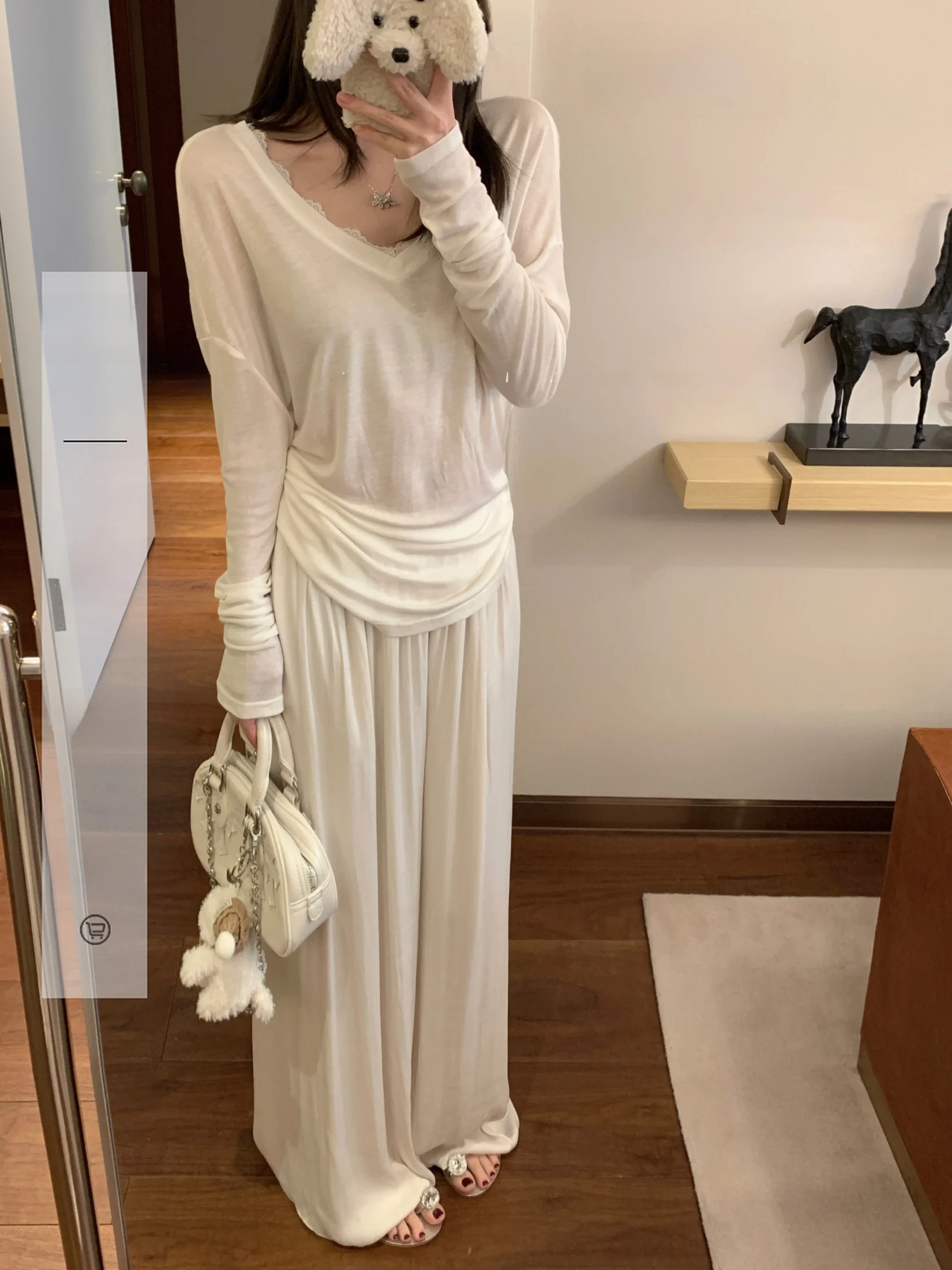 

Женские брюки Ego Studio High Densi Matte Satin с широкими штанинами, ручной плиссировкой, мягкой подкладкой и эластичным поясом, повседневные