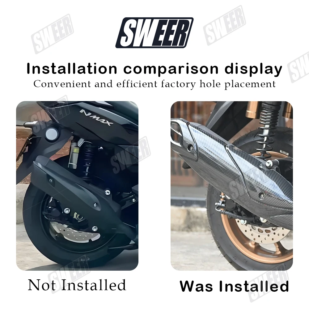 Motorcycle Exhaust Pipe Carbon Fiber Suitable For Yamaha NMAX155 V3 2025 Heat Shield Cap Anti-Scalding Shell Guard Side Cover