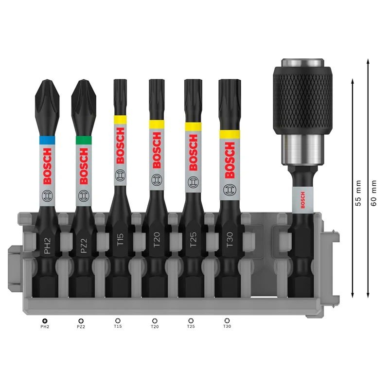 BOSCH 2608522327 Professional 7pcs Impact Control Screwdriver Bit Set Length 55mm Impact Drill Bit Tool Accessories