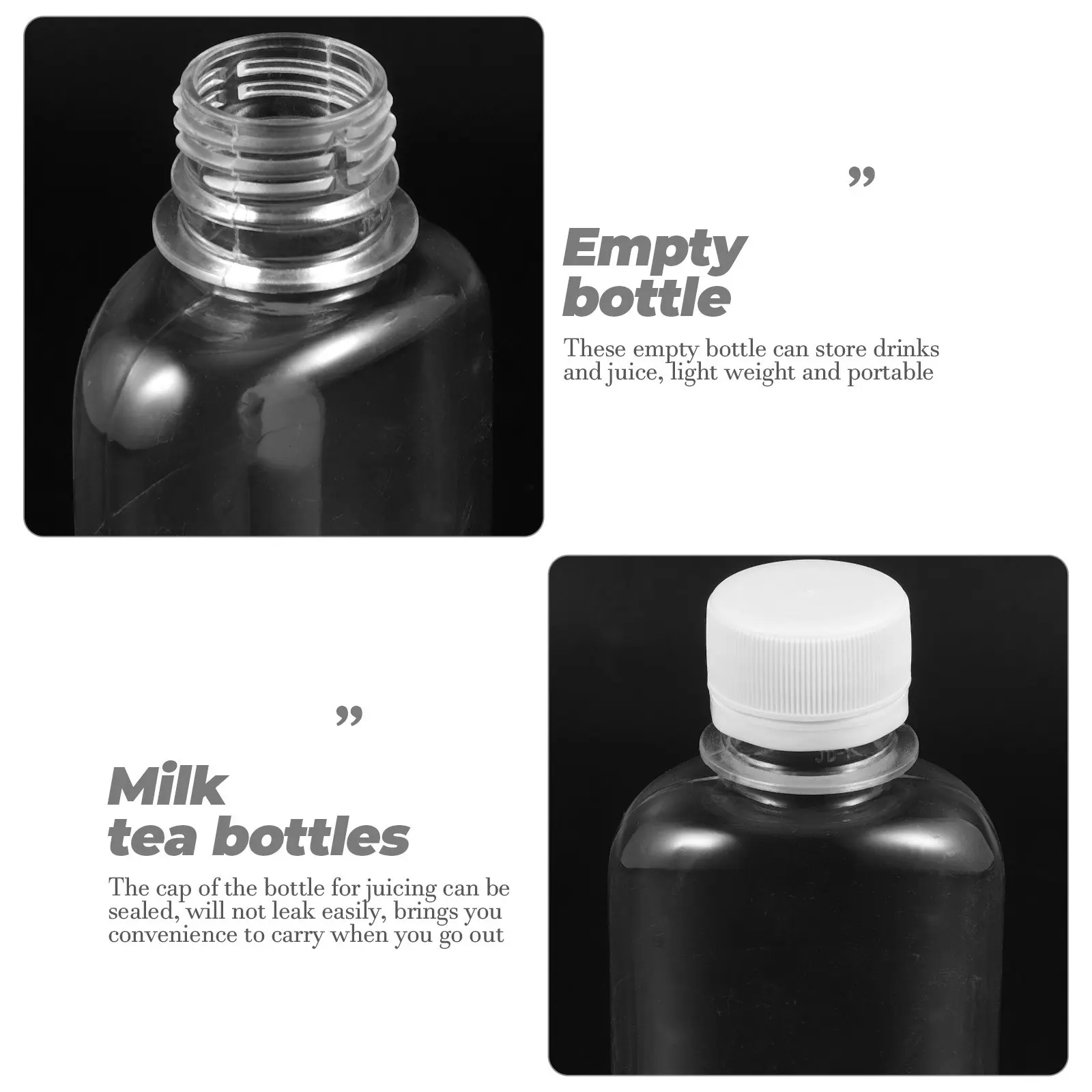 10Pcs Leakproof Juice Bottles 150Ml Lightweight Empty Plastic Beverage Bottles with Caps for Juicing Milk Tea Water Portable