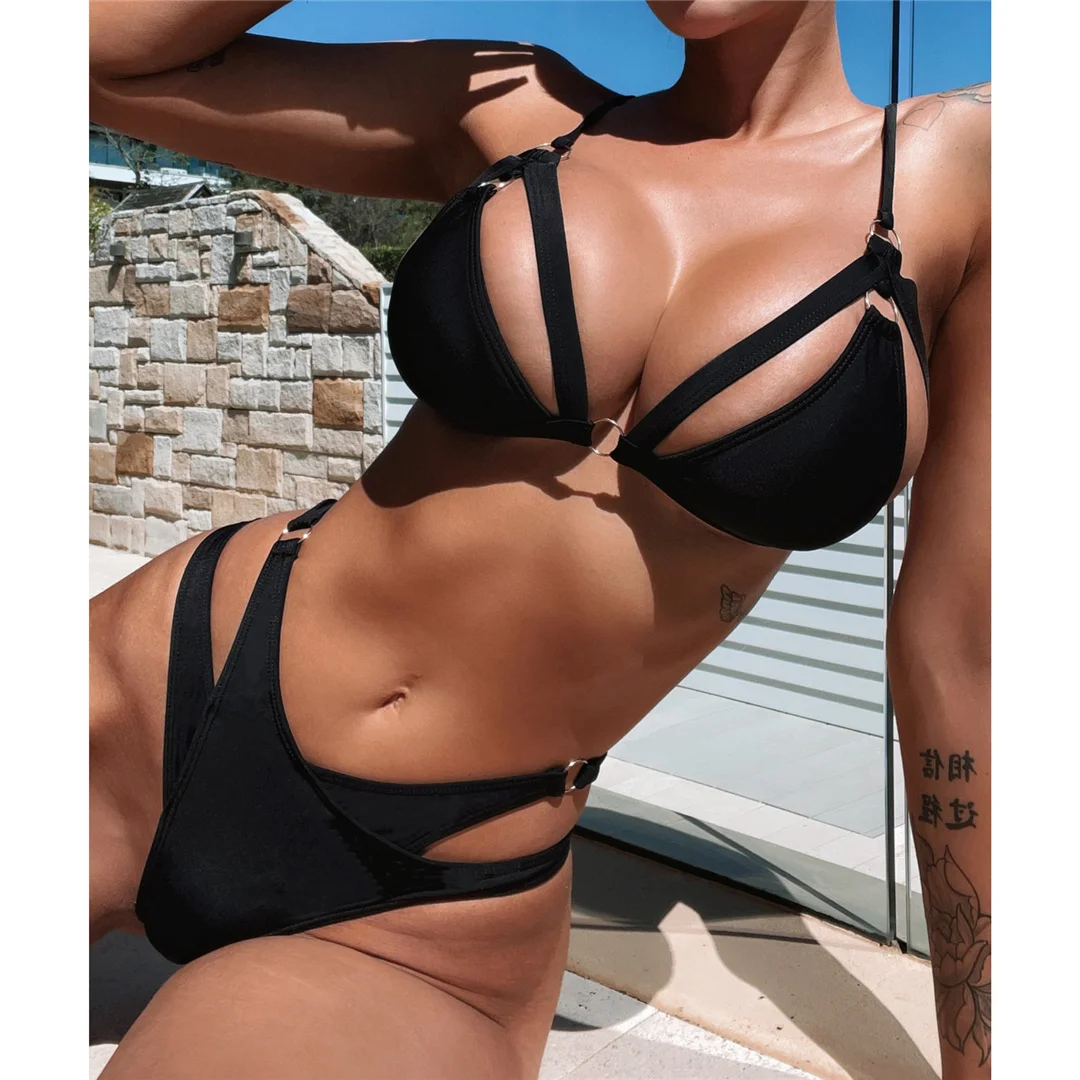 Sexy Cut-Out-Bikini mit hohem Beinausschnitt, Damen-Badeanzug, zweiteiliges Bikini-Set, Badebekleidung, Badeanzug für Damen, V3863 – Detail 7