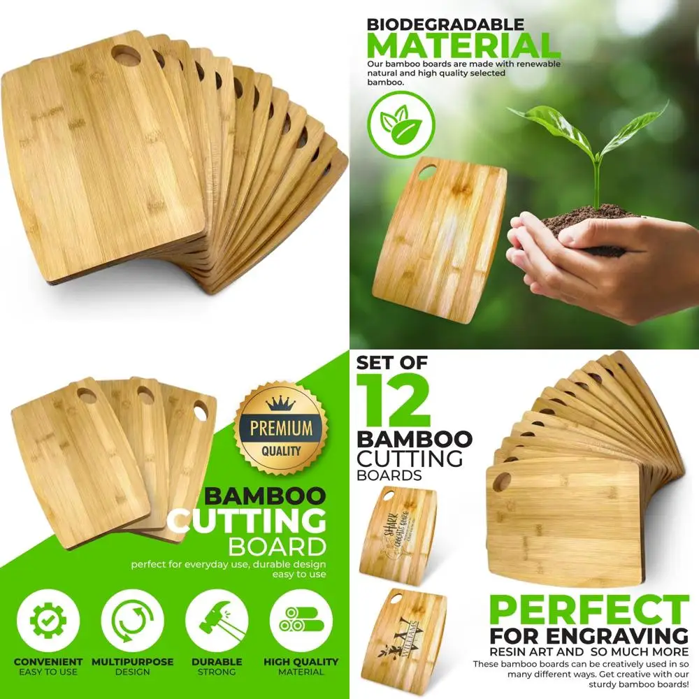 

Оптовые бамбуковые разделочные доски, набор из 12-круглых простых конструкций с ручкой для индивидуальной гравировки | Кухня премиум качества