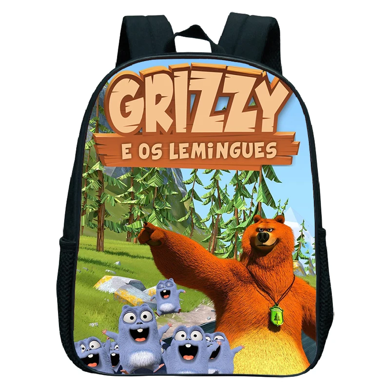 Mochilas ligeras con estampado de Grizzy And The Lemmings para niñas y niños, mochila escolar de jardín de infantes de dibujos animados, bolsas pequeñas para niños, regalo