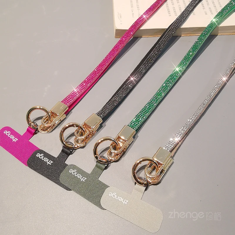 

Половина полного бриллиантового тонкого ремешка, длинная подвесная веревка, женская модная подвесная веревка через плечо с бриллиантами и защитой от потери телефона