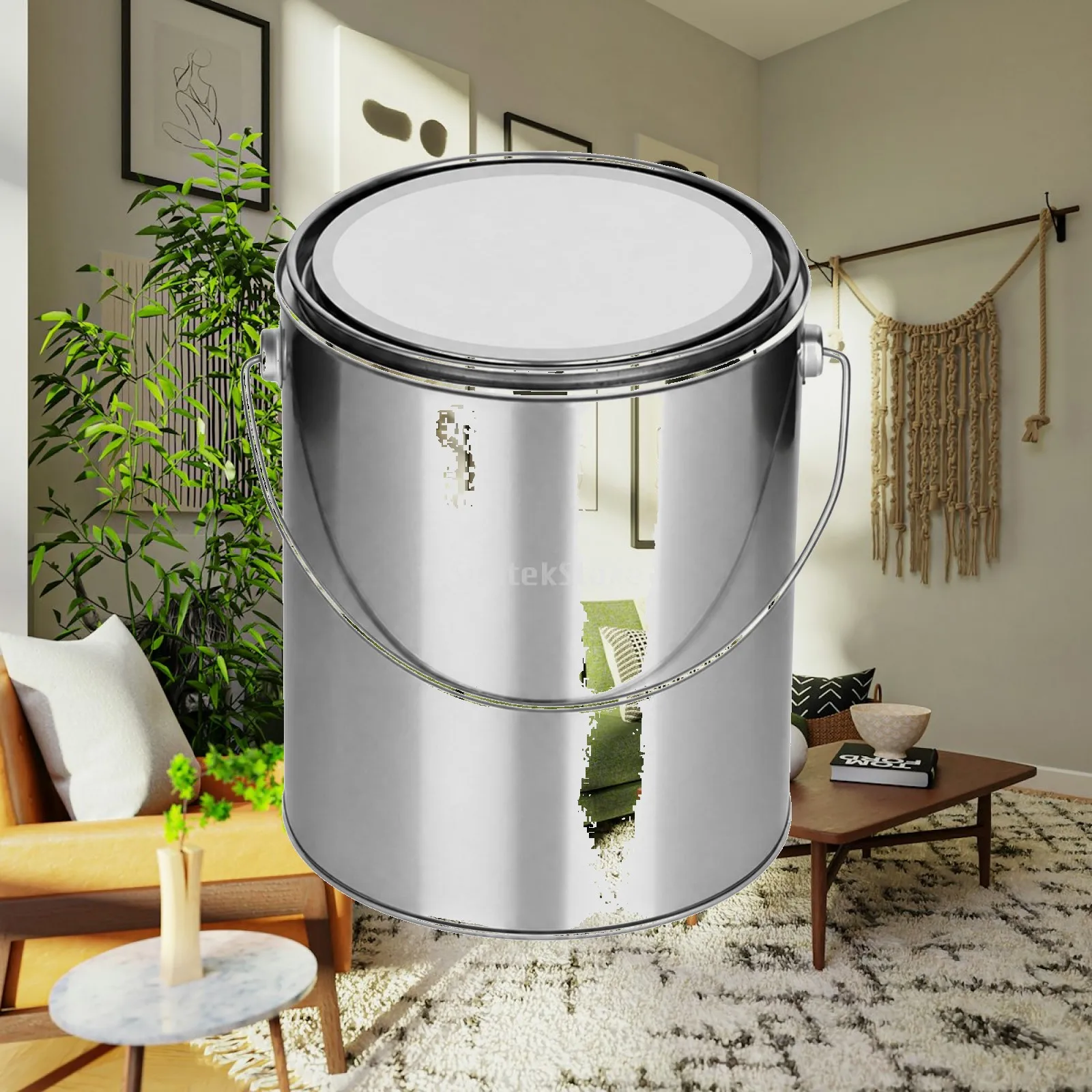 Durable Metal Sample Can Cylindrical with Fitted Lid and Carry Handle for Workshop Use