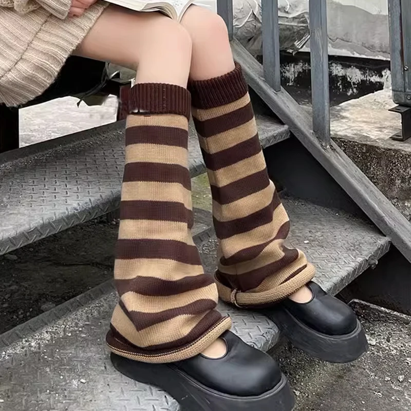 

Gothic Women's Striped Leg Warmers Lolita Long Socks Knitted Leggings Japanese Sweets Winter Socks Kawaii Arm Ankle Warmers