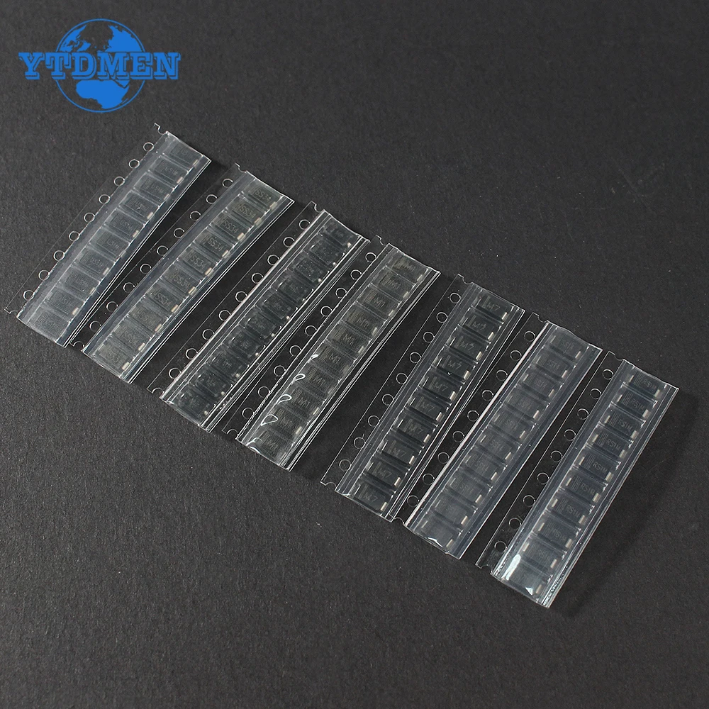 70pcs SMD Diodes 1N4007 M7 1N4001 M1 1N4004 M4 SS14 1N5819 US1M RS1M SS34 7 Values*10pcs Electronics Schottky Diode Set