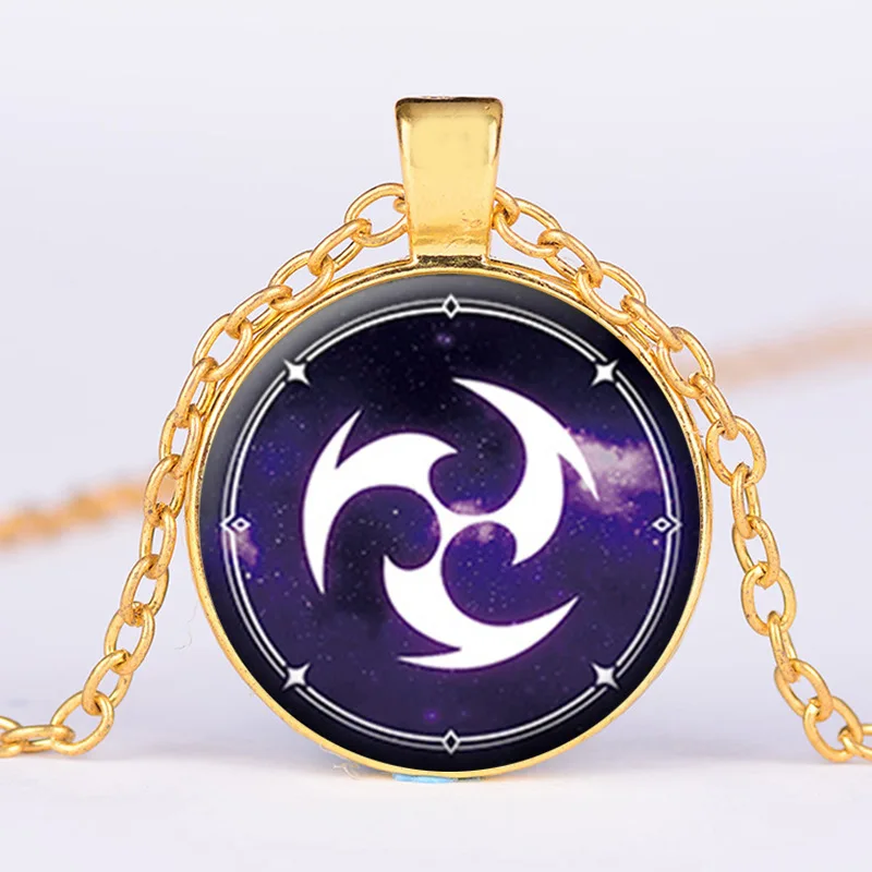 Genshin Impact Glow In The Dark Necklace Eye of God Ice Fire Wind Water Grass Thunder Element Glass Pendant Luminous Necklaces