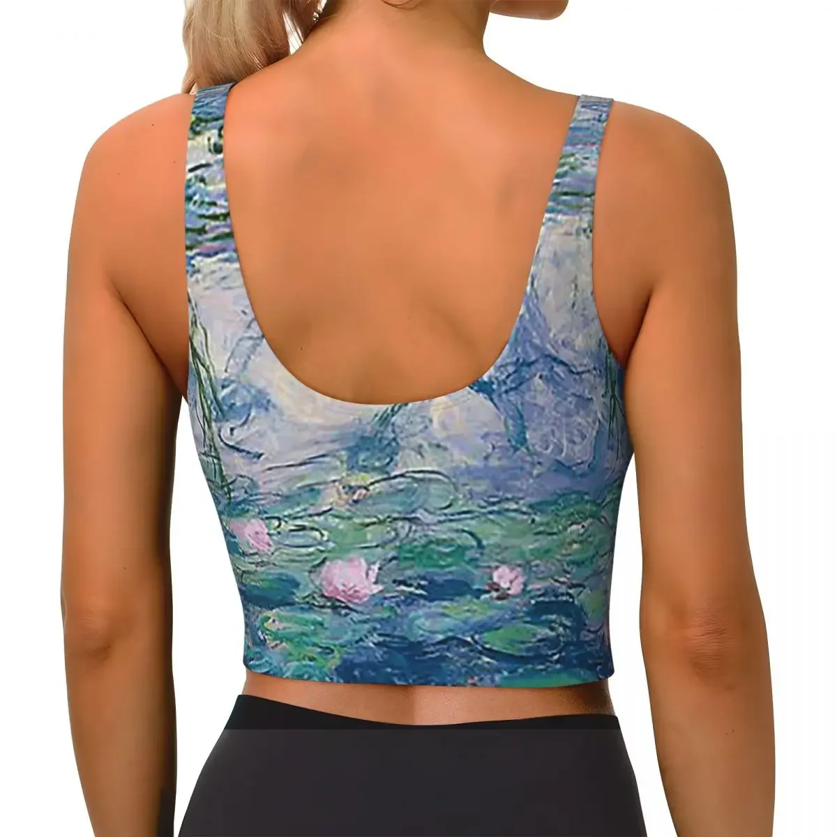 Custom Water Lilies Claude Monet Fine A Women Sports Bras High Impact Vest Gym Workout Yoga Crop Tank Top