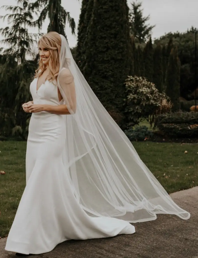 

White Ivory Wedding Dress Bridal Veil Wedding Veil Thin Horsehair Drape Cut Veil