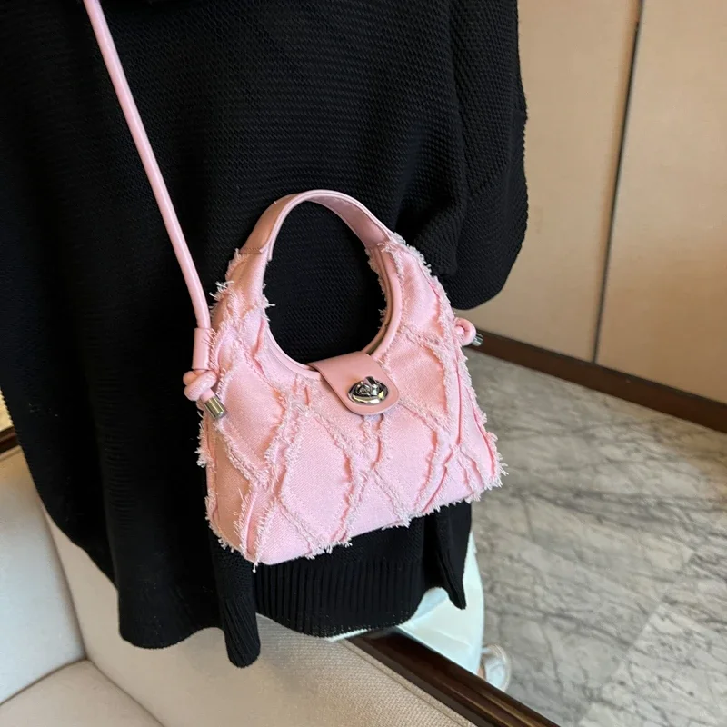 Bolso de cubo de mezclilla suave para mujer, pequeña de un solo hombro bandolera, bolso Hobo, bolsos de diseñador de marca de lujo, bolsos de moda para mujer