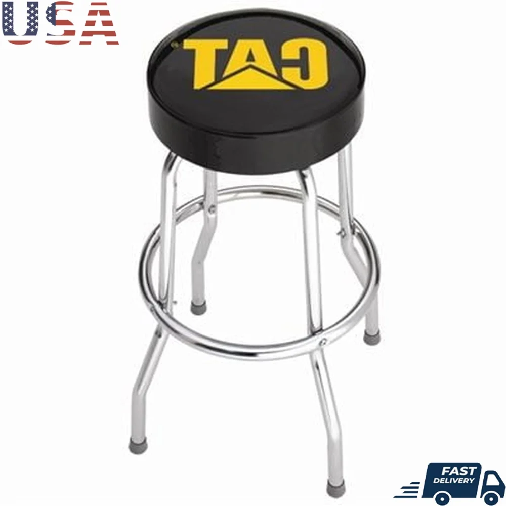 

Caterpillar Garage Stool Foam Padded Non Swivel Design Comfortable Vinyl Seat Chrome Legs Easy Assembly Workbench Height