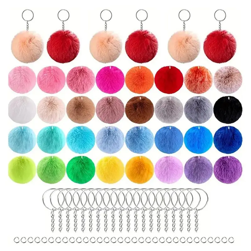 Keychain Pom Pom Keyrings Keychain Ball For Women Soft Plush Charm Keyring Colorful Keychain Making Tools Eco-Friendly