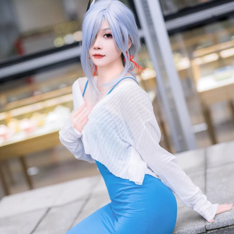 Игра Genshin Impact Shenhe, повседневный костюм для косплея, аниме, праздничное платье для ролевых игр, длинное ремешковое платье ​ Сукня ss, вязаный кардиган для любителей