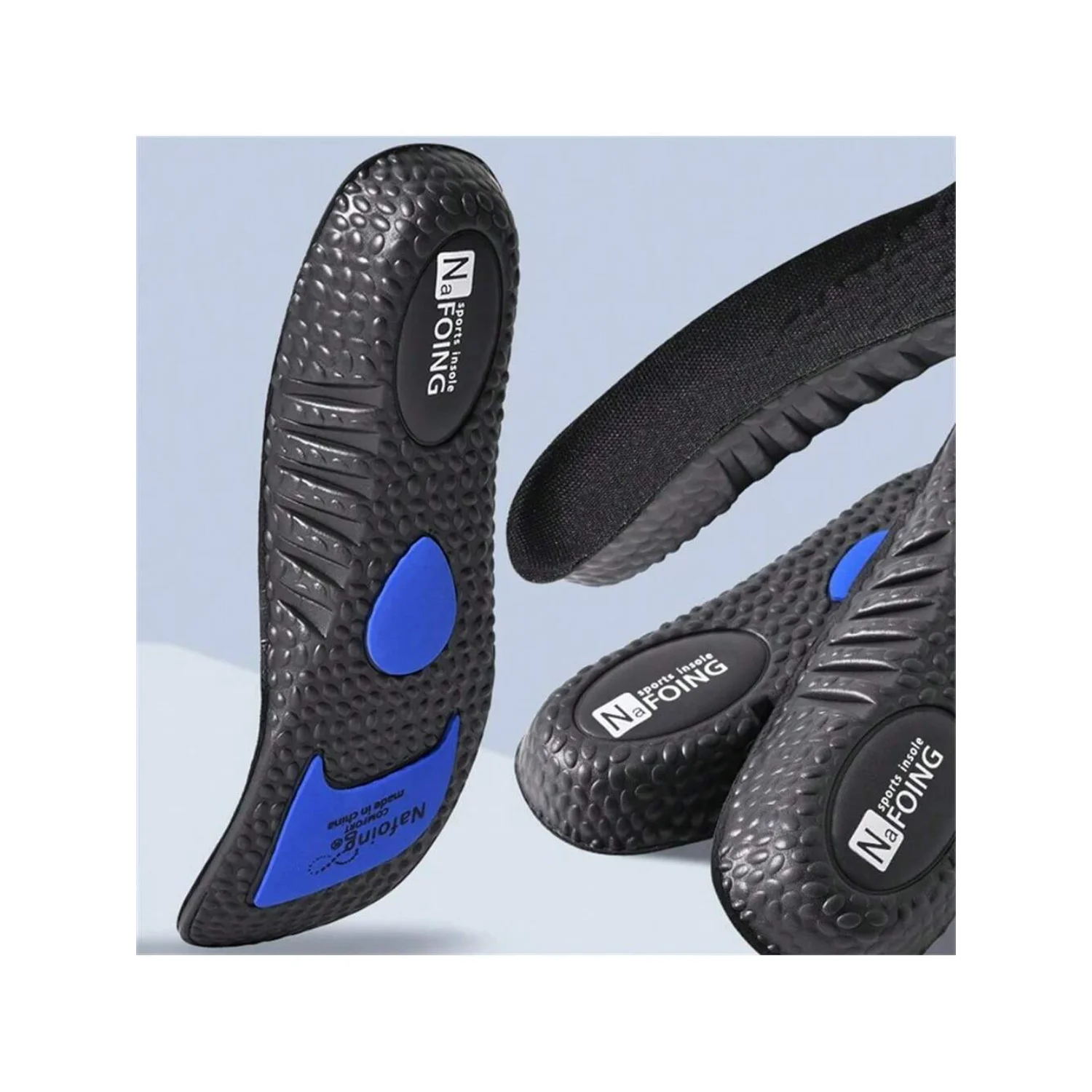 1 Pair Black  Sports Insoles For Shoes Sole Shock Absorption Deodorant Cushion Running Insoles For Feet Arch Support