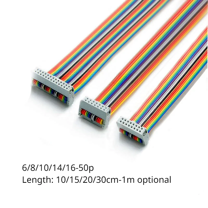 FC2.54 10P/16P/26P-34P Color Cable IDC2.54 LED Screen Connection Cable JTAG Download Cable