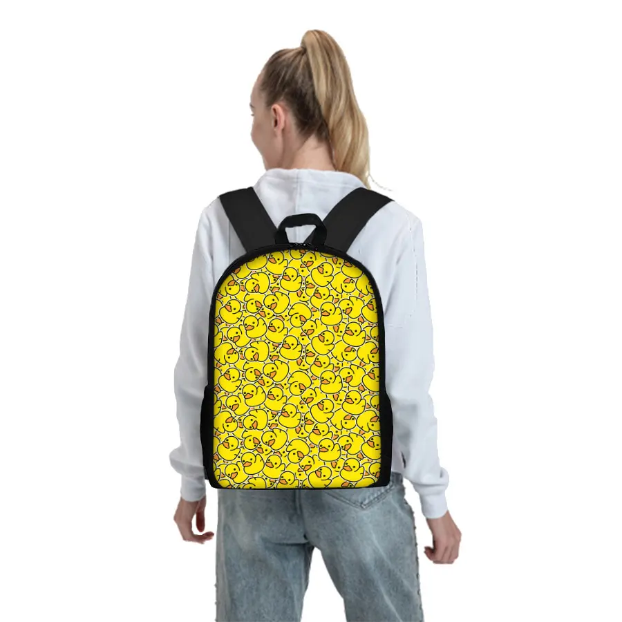Juego de 3 uds de bolsas de almuerzo redondas de pato amarillo, bolsas de lápices con tapa, mochilas escolares para niños/niñas, los mejores regalos, mochila de dibujos animados 3D para niños