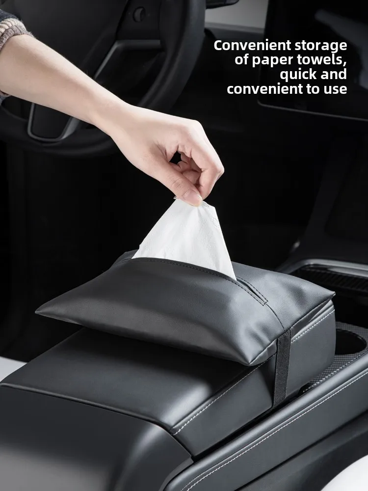 صندوق مناديل السيارة مناسب لملحقات السيارة الكرتونية المضخفية من Tesla ModelY/3 Huan #2