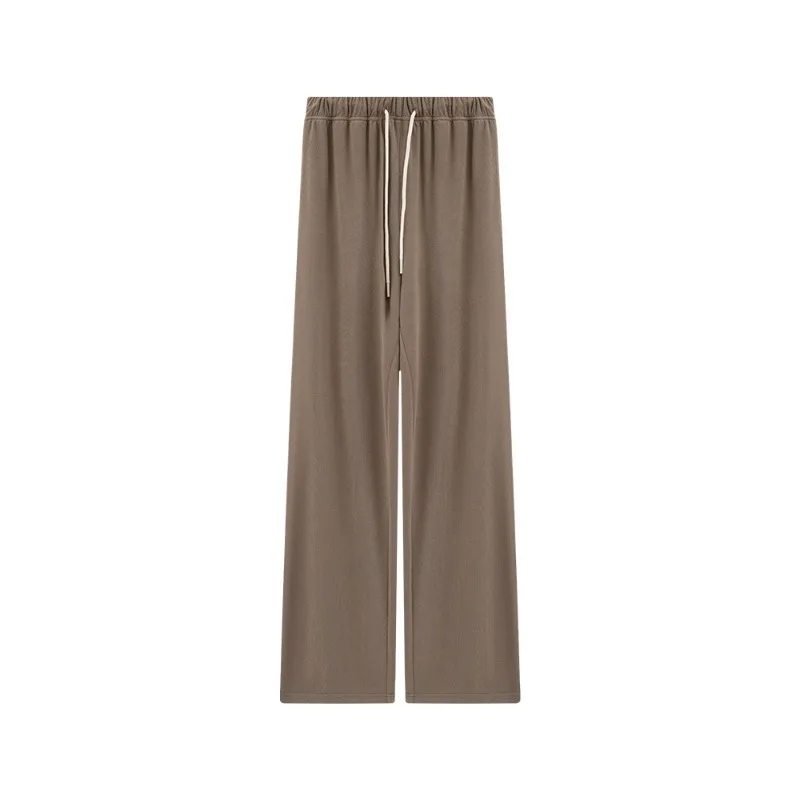 Casual Wide-Leg Drawstring Straight Pants High Waist Draped Long Trousers Women Summer Comfy Relaxed Slimming Streetwear Look
