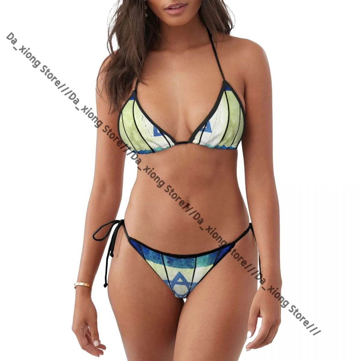 Israel Wooden Grunge Flag Swimsuits Women Sexy Bikinis Swimwear Bathing Suit Micro Thongs Bordered Beachwear