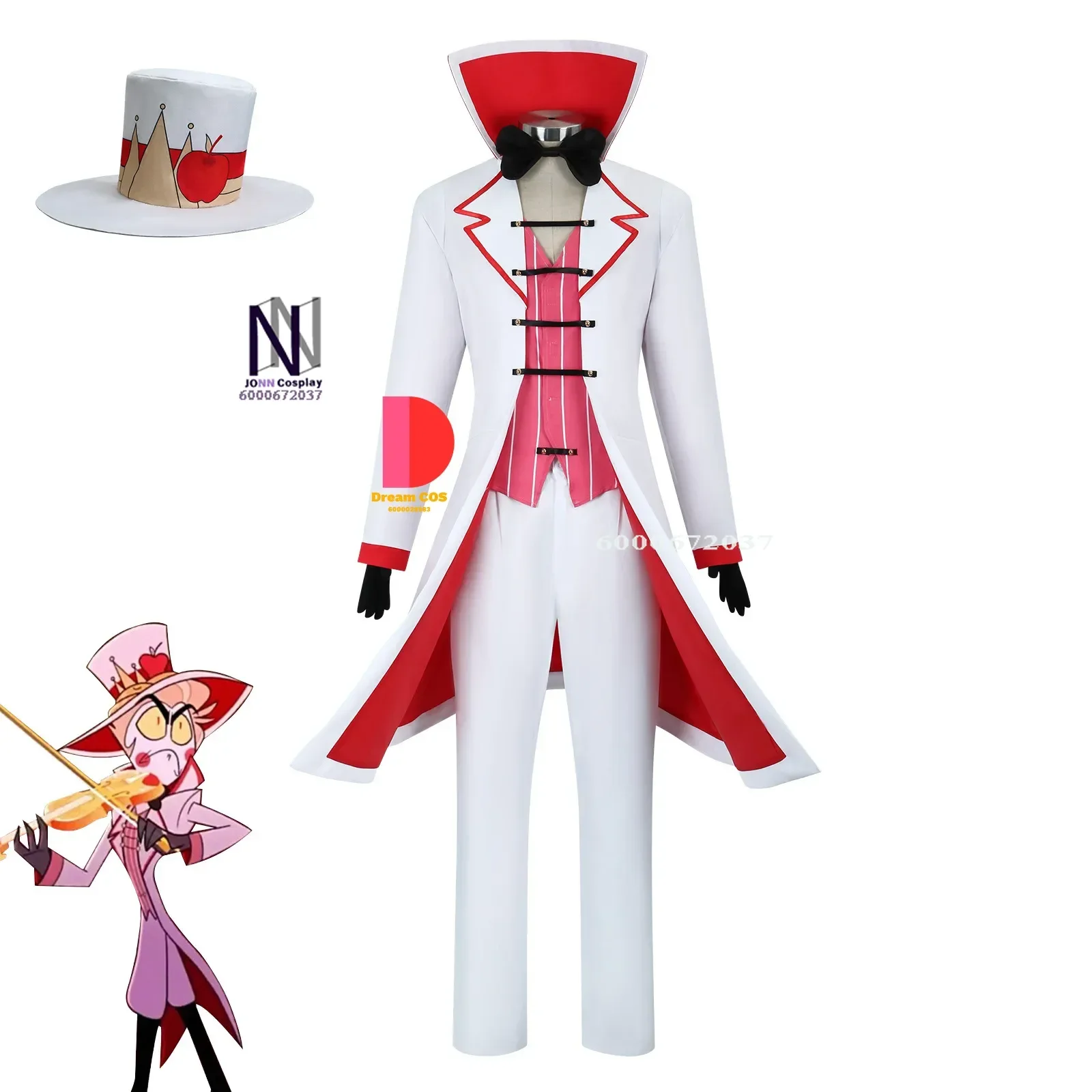 

Anime Hazbin Lucifer Cosplay Hotel Morningstar Costume with Wig White Suit Devil Halloween Party Outfit for Men Hot Sale Fashion