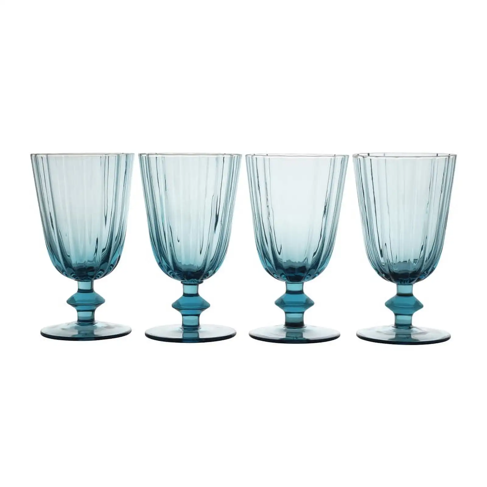 

Scallop Glass Goblets Set of 4 Cornflower Blue by Drew Barrymore