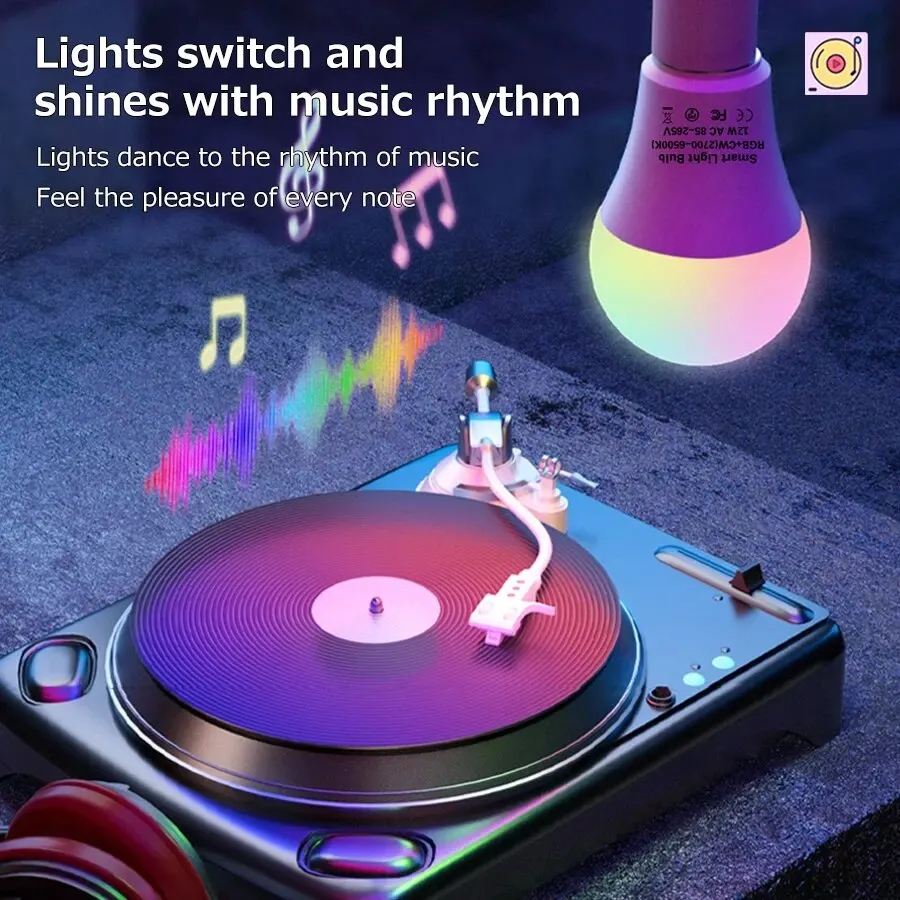 Tuya Bluetooth WiFi Smart Light Bulbs E27 LED Lamp RGB Smart Bulb 15W Smart Life APP Voice Control With Alexa Alice Google Home