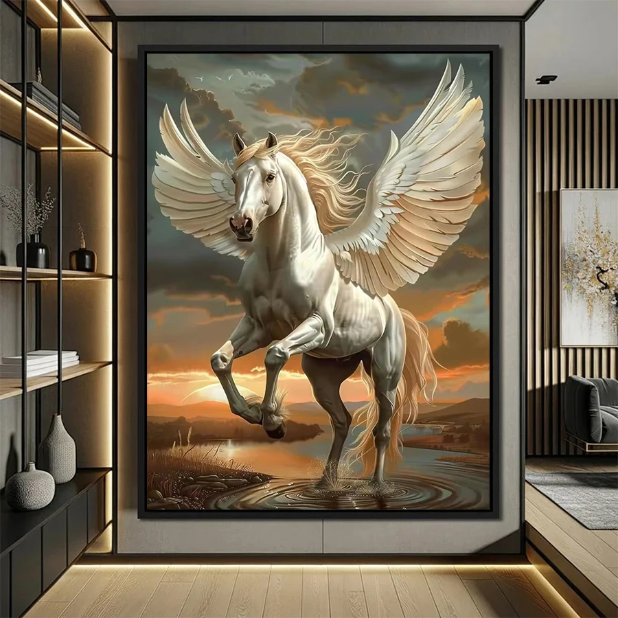 Diamond Painting Kit New Retro Art Animal Horse Angel Wings Embroidery Mosaic 5D Full Drill Diamond Cross Stitch Home Decor