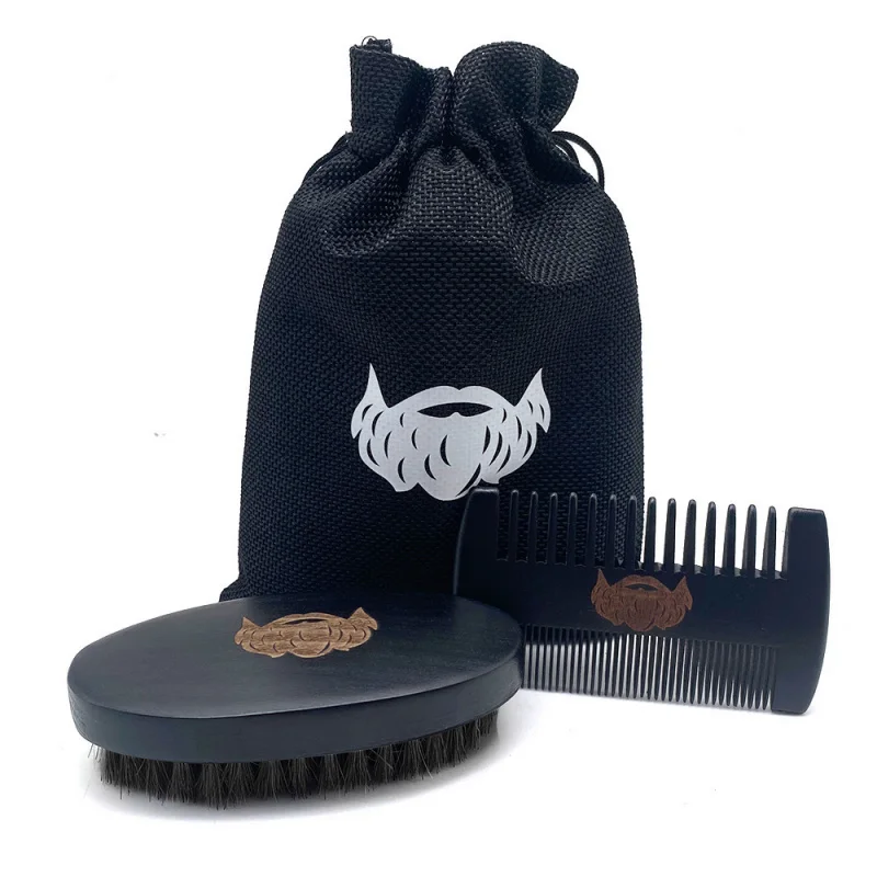 Men's Beard Kit Face Care Trimmer Double Sided Comb Brush Storage Bag