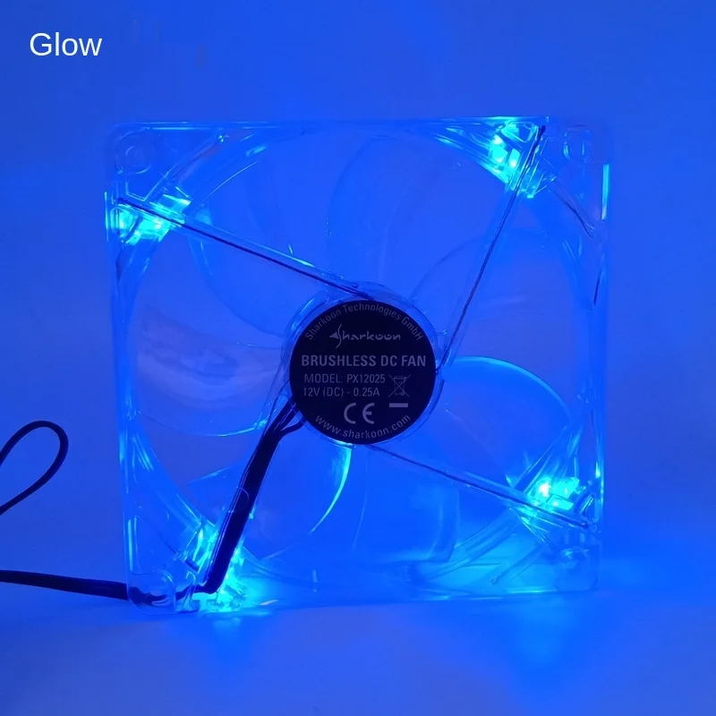 Blue LED Light Light-emitting Fan 0.25a 12cm Chassis Cooling Fan Ultra-quiet Transparent Computer Case SXDOOL 3 Lines Plastic