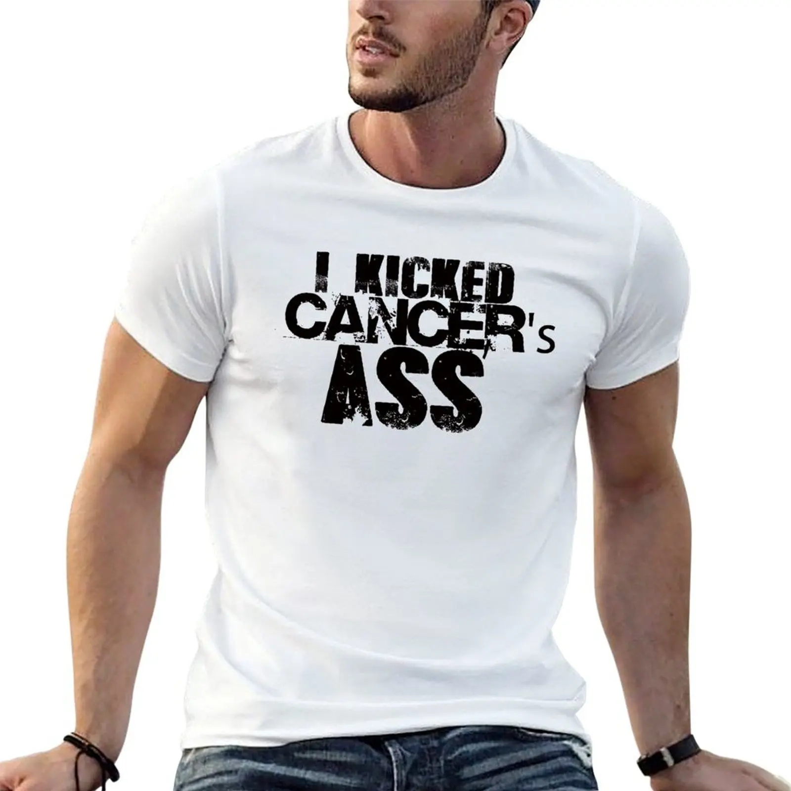 I Kicked cancer's ass T-Shirt korean fashion tshirts personalised mens clothing
