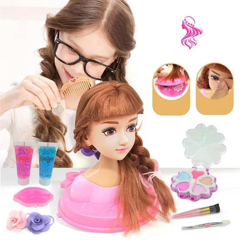 Beautiful Princess Dress Up Practice Girl Play House Toy Fashion Cute Half Body Makeup Hairstyle Doll Mannequin Head Toy Gifts