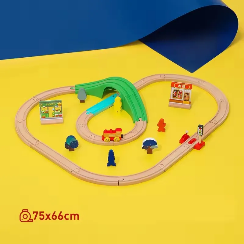 Wooden Train Track Set Electric Magnetic Train Railway Toys Compatible with Brand Track Educational Toys for Children\'s Gifts