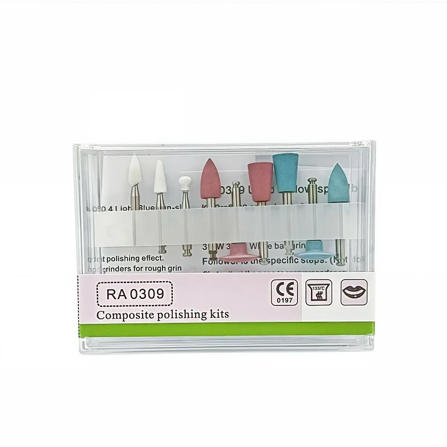 9PCS/Box Dental Polishing Bur Kit Composite Resin Rubber Porcelain Teeth Polisher Kit RA0309 Resin Polishing Set Dentistry Tool