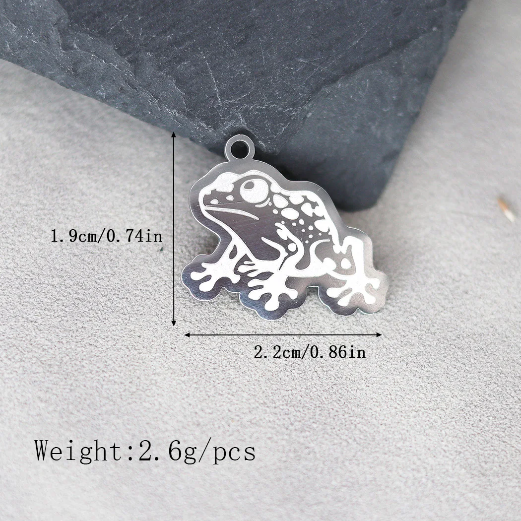 2PCS Waterproof Frog Stainless Steel Pendant Charms For Jewelry Making DIY Craft Necklace Keychain Findings Handmade Accessory