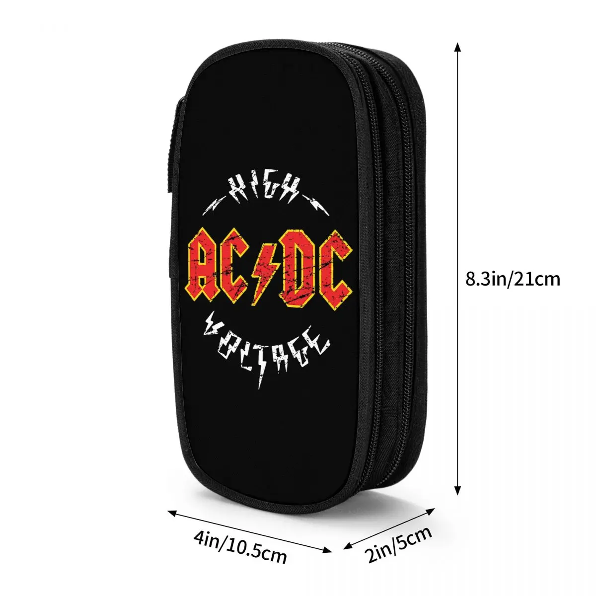 AC DC Heavy Metal Pencil Cases Classic Music Rock Pen Holder Bag Kids Big Capacity School Supplies Cosmetic Pencil Pouch