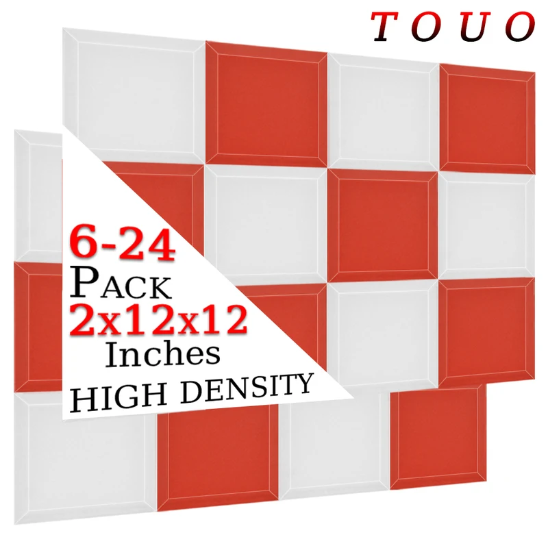 TOUO Acoustic Foam 6/12/24 Pcs High Density Studio Acoustic Treatment Home Sound Absorbing Panel Sound Absorbing Material