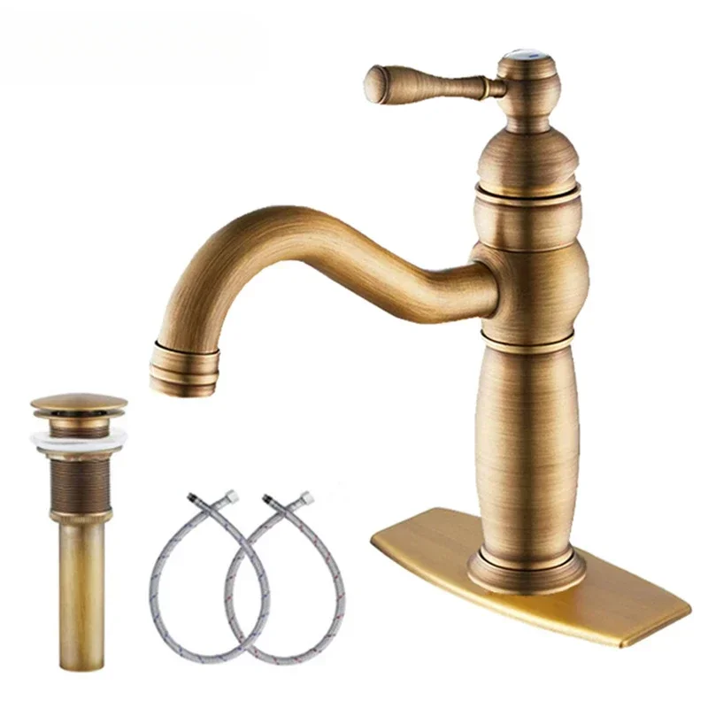 

Antique Faucet All-copper Hot and Cold European Bathroom Cabinet Washbasin Washbasin Retro Splash-proof Faucet